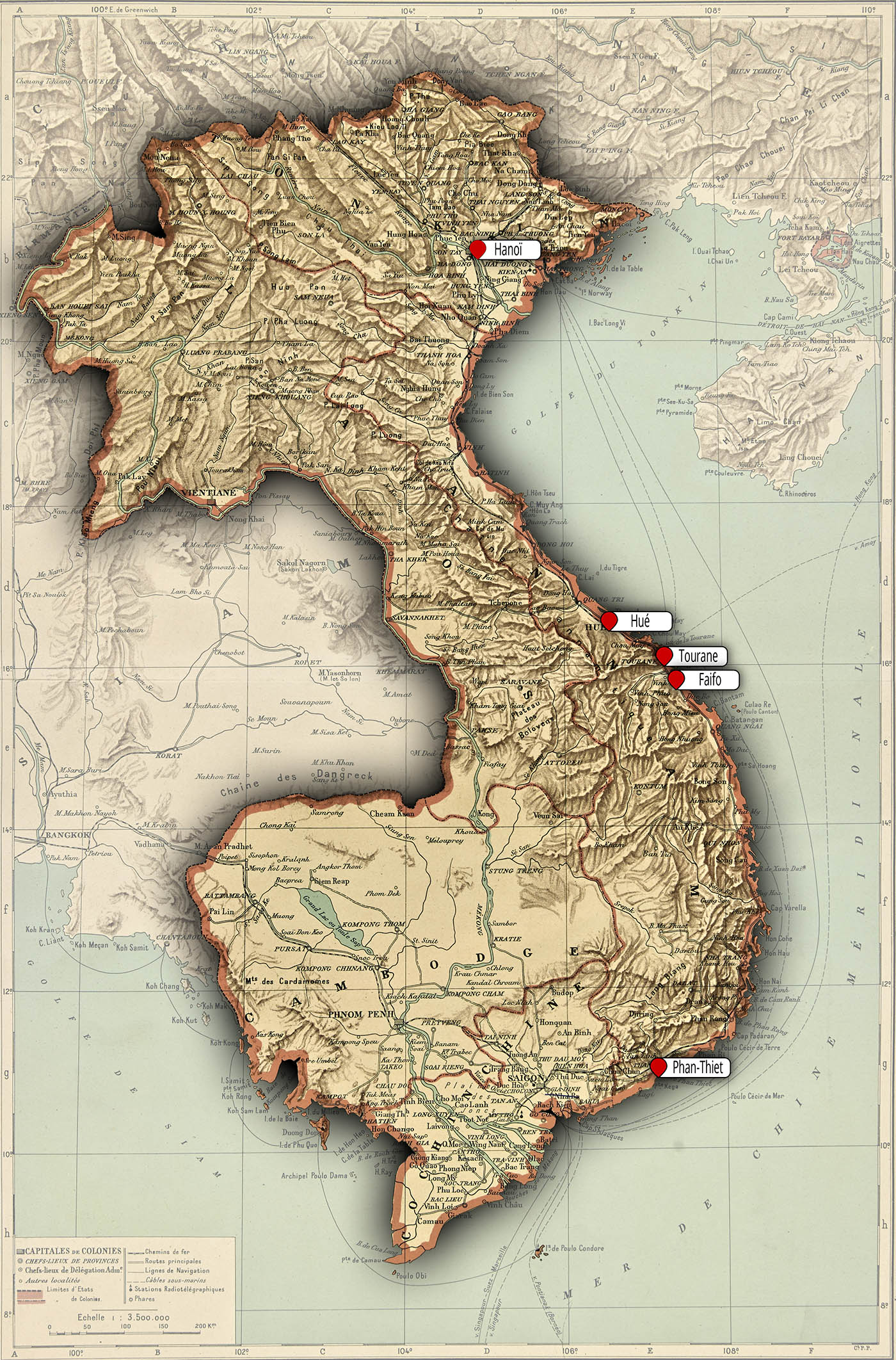 Carte de l'Indochine