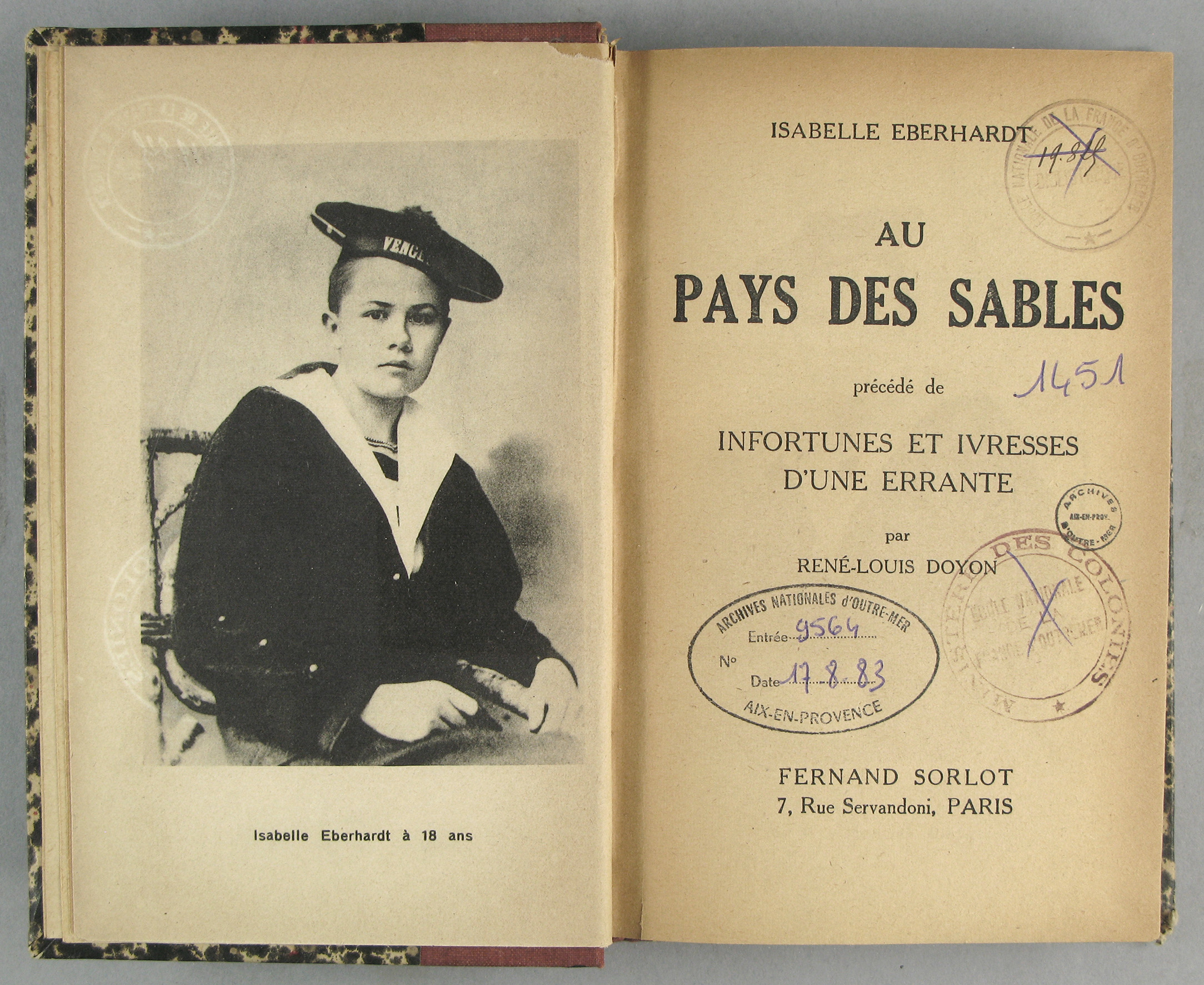 I. Eberhardt, Au pays des sables, Paris, F. Sorlot, 1944 - BIB AOM 1451