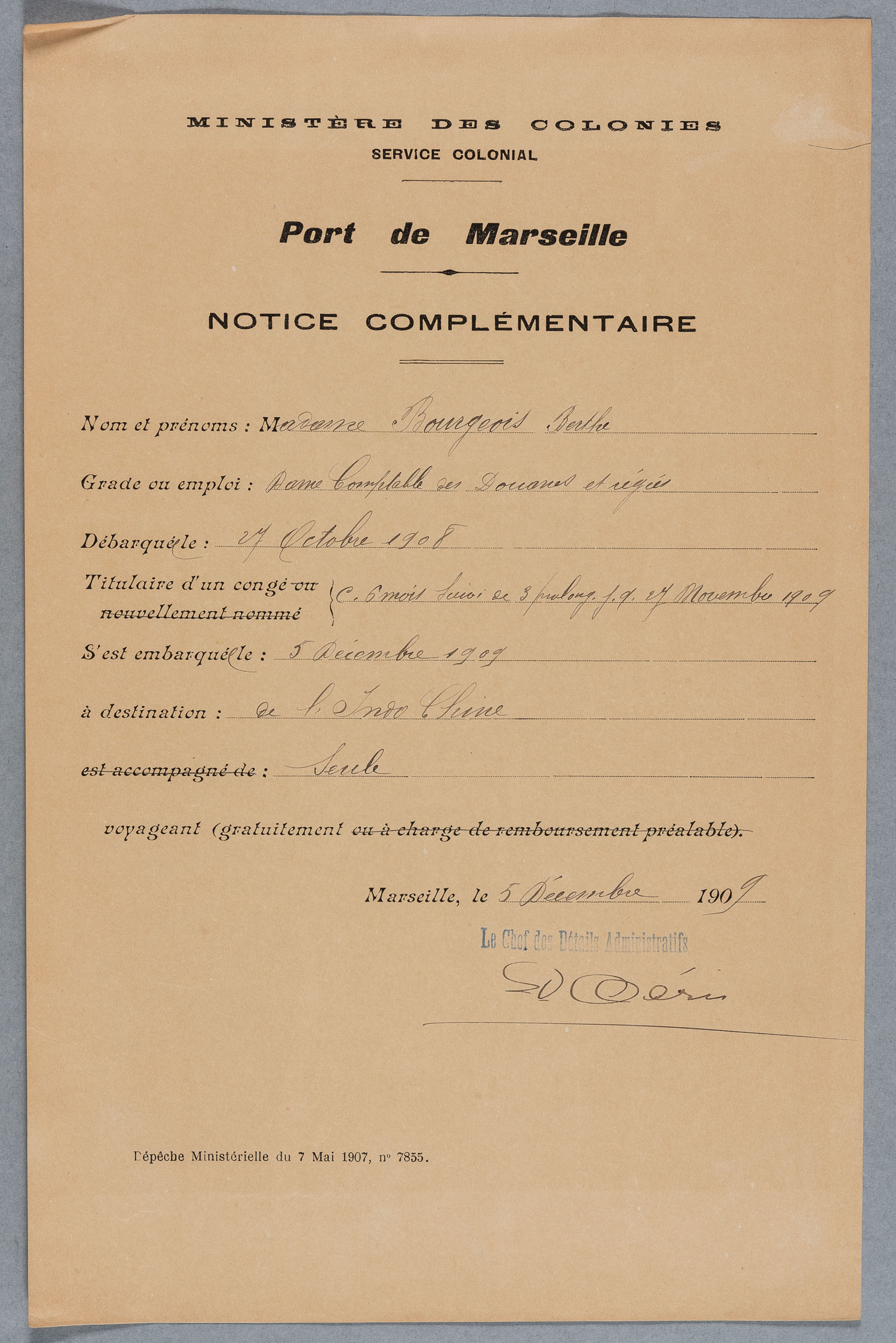 notice complémentaire de Berthe Bourgeois : EE II 1630