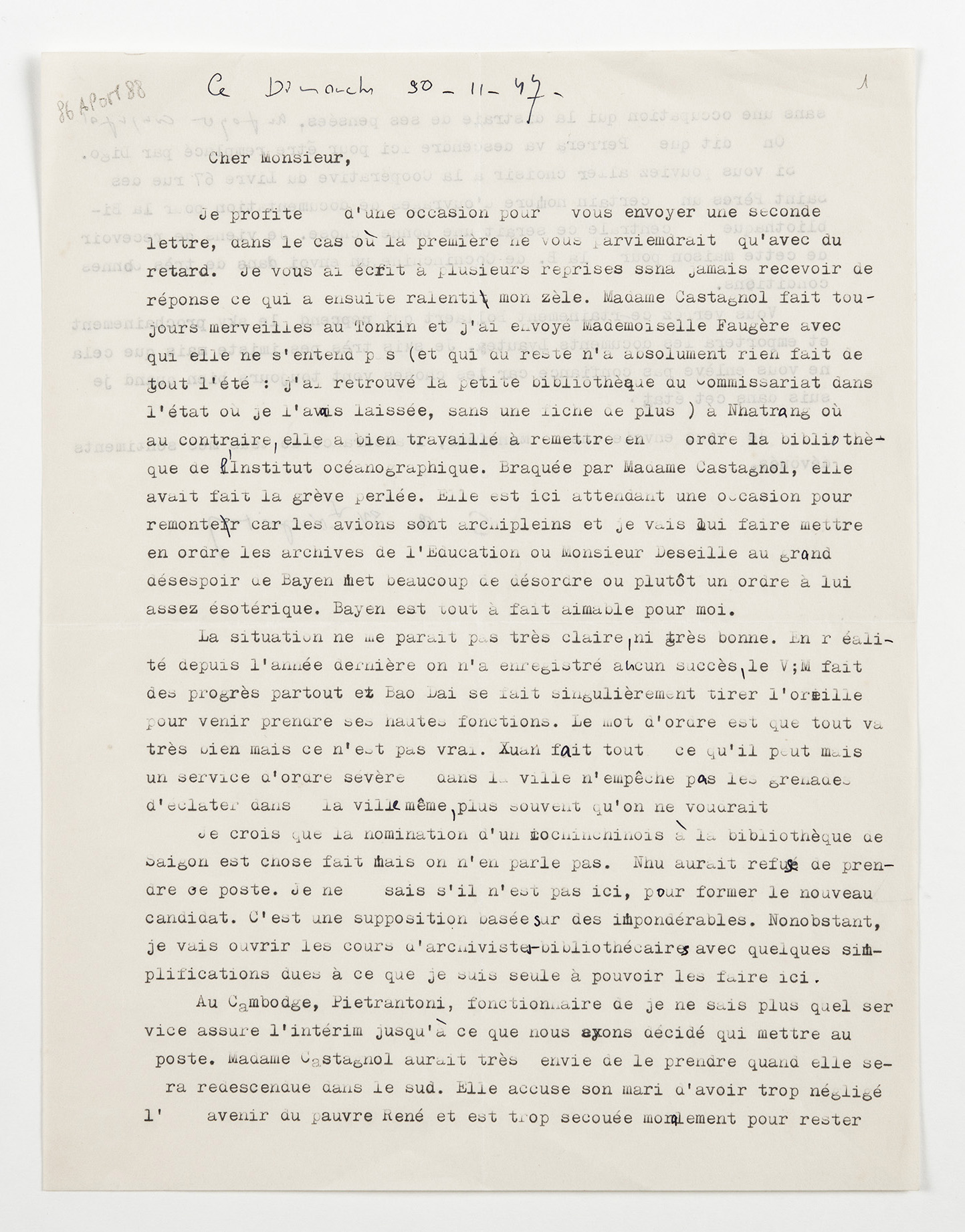 Lettre à Paul Boudet du 30 novembre 1947