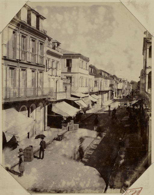 Album constitué pour l’exposition universelle de 1889, Rue Frébaut, Pointe-à-Pitre, Guadeloupe, tirage albuminé collé sur carton
