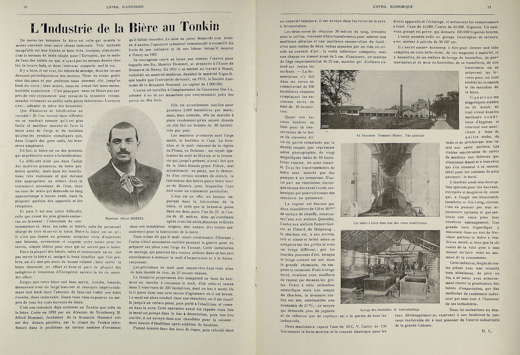 C. Cucherousset « L’industrie de la bière au Tonkin » dans L’Éveil économique de l’Indochine, 11 avril 1926 - BIB AOM 30995