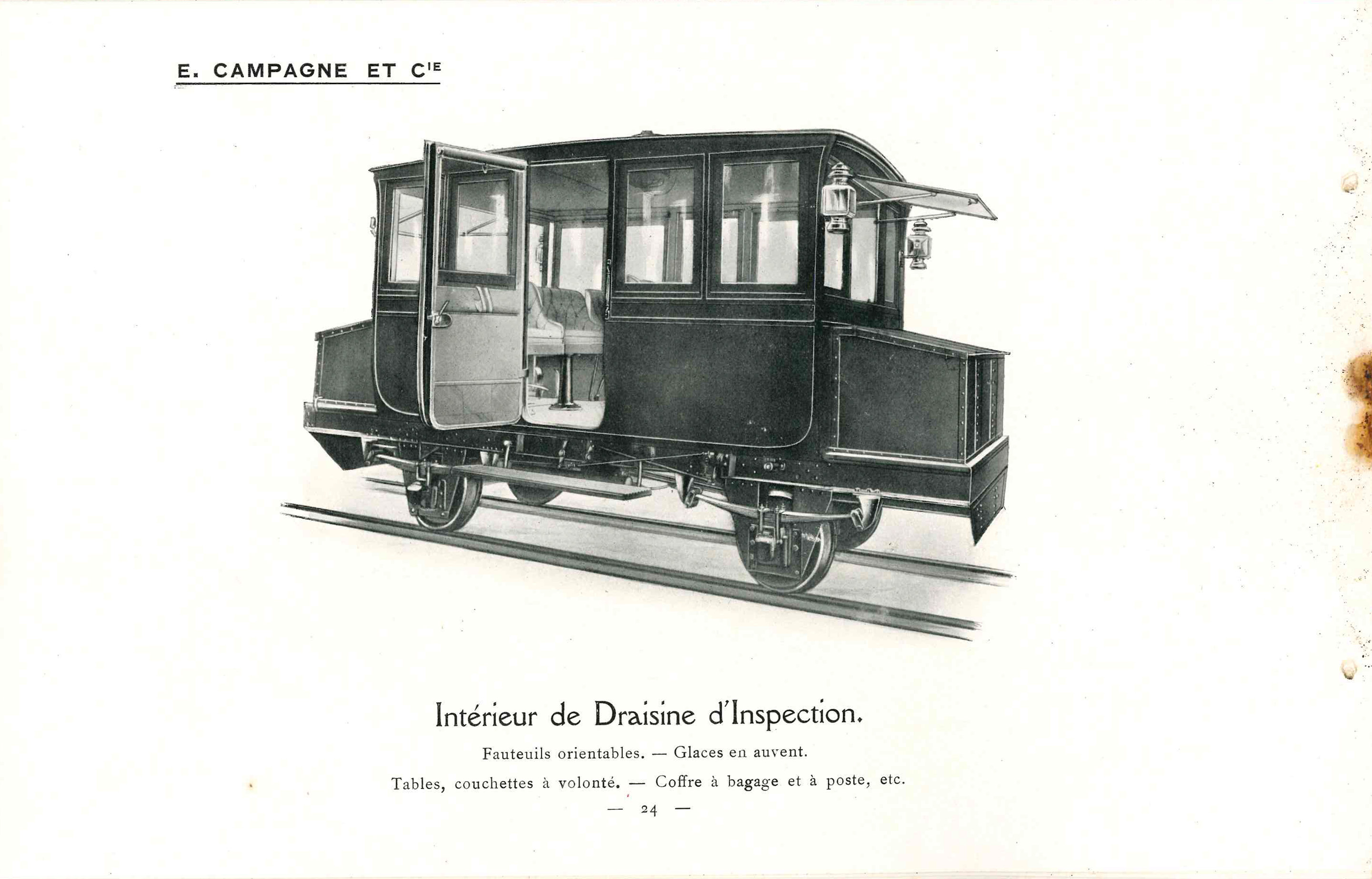 Brochure de la Société E Campagne et Cie : automotrice fermée, 30 places, vers 1914 (GGI 41661)