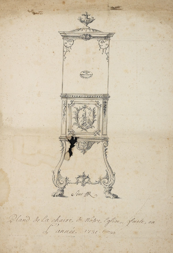Plan de la chaire de l'église de l'hôpital, 1731